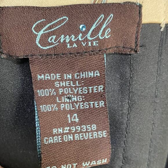 Vintage Y2k Camille La Vie Gown Beaded Strapless Satin Sweetheart Black Beige 10 - Picture 9 of 12